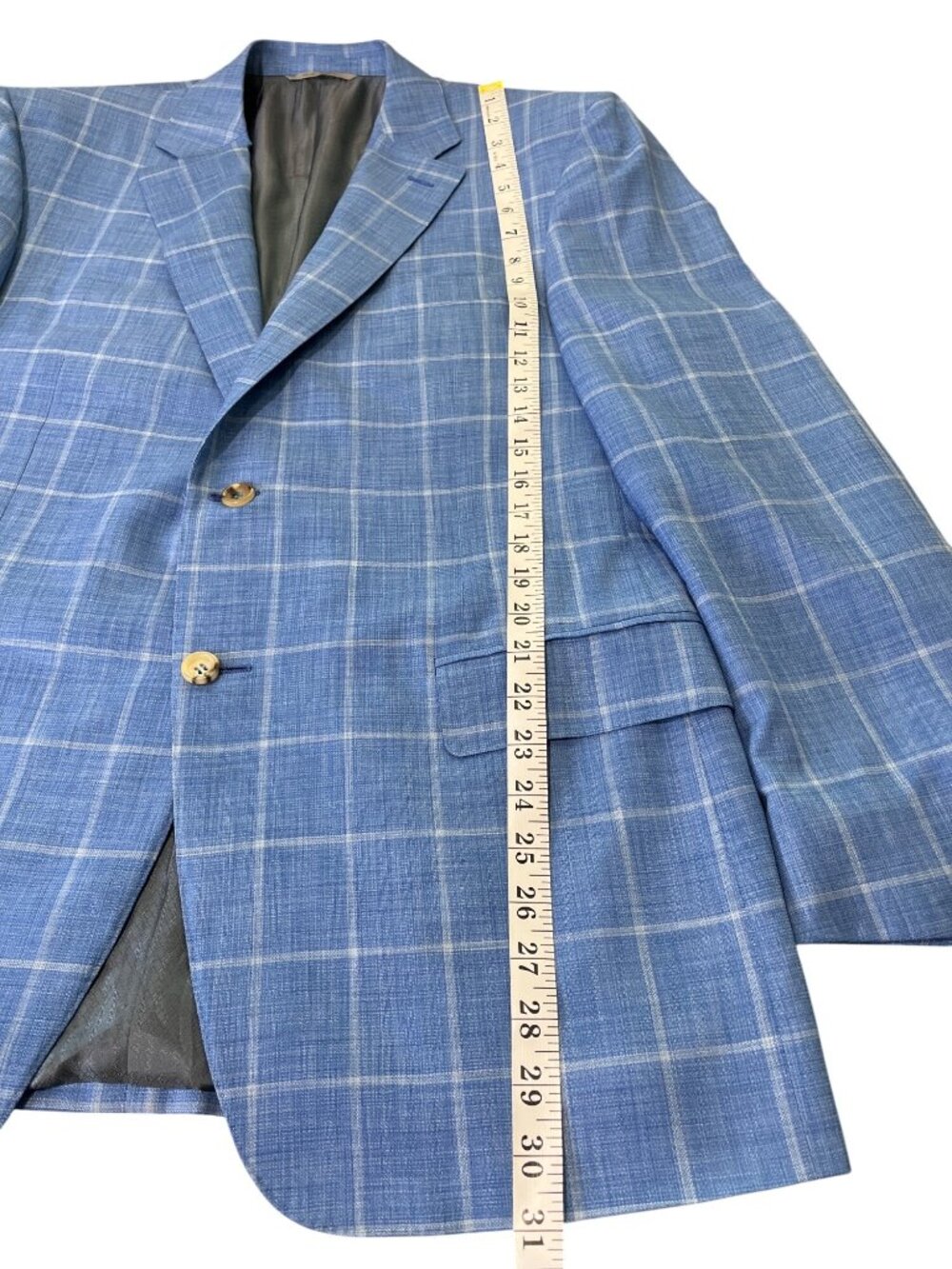 Canali Mens US 44R Exclusive Sport Jacket Blue Windowpane Wool-Silk Italy Blazer - Picture 7 of 10